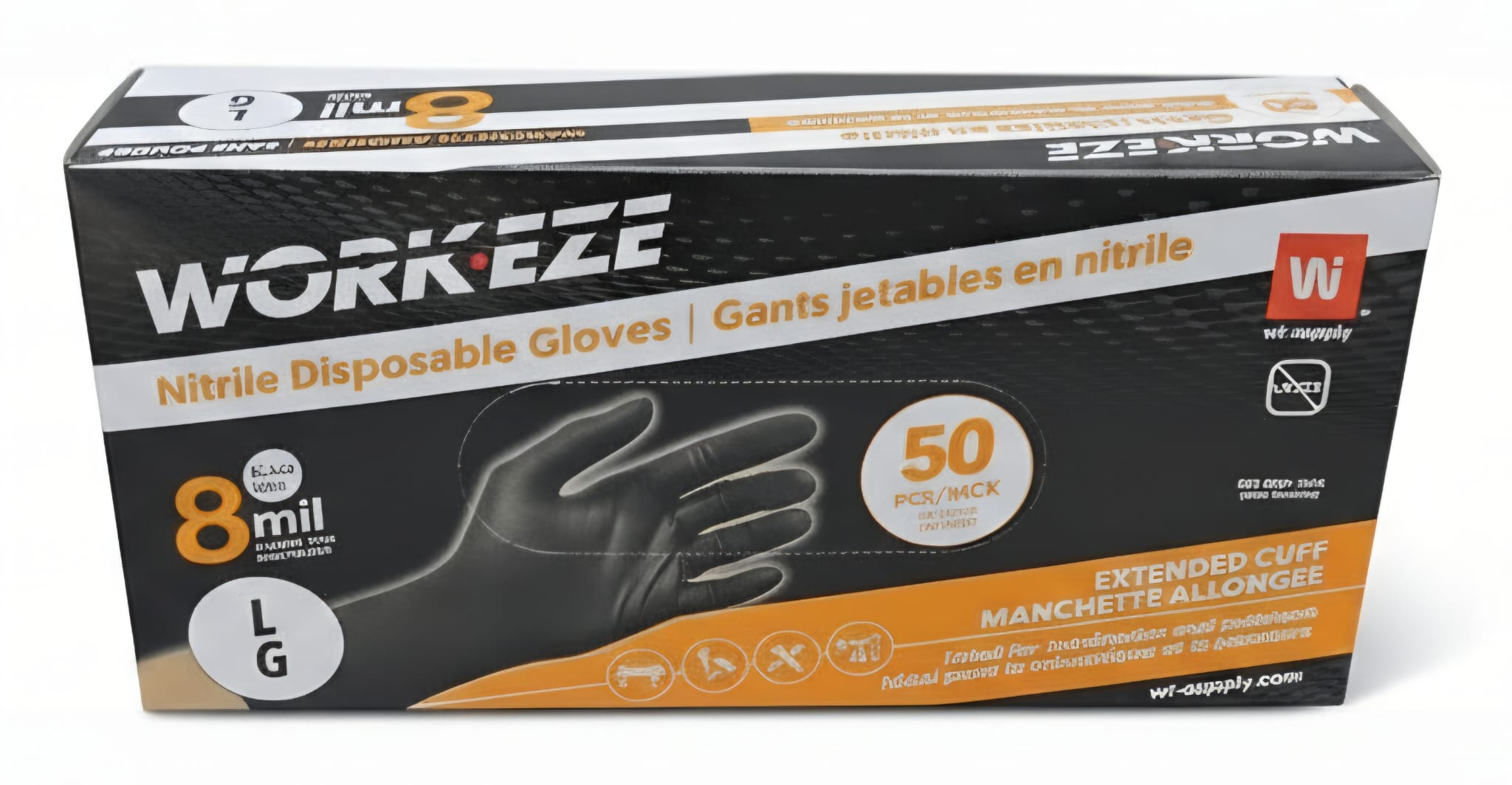 Black Nitrile 8-mil - Disposable Gloves - L